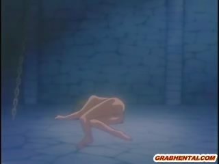 Manga prisoner schoolgirl in chains gets fucked by a knight down in the slave chamber