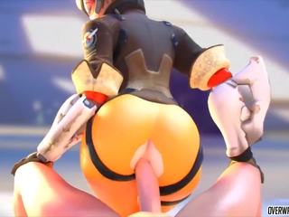 Lascivo e birichina tracer da overwatch prende fica.