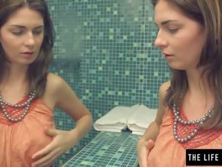 Beguiling brunette watches herself in the mirror as she masturbates adult movie vids