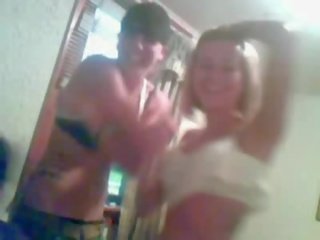 Two outstanding drunk teens strip, fondles and kiss on webcam movie