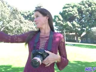 Long-legged brunette MILF photographer fucks young adolescent in her photo studio adult video vids