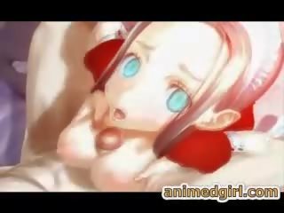 Cute 3D hentai maid tittyfucked and cummed on face
