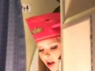Charming stewardess gets fresh sperm aboard