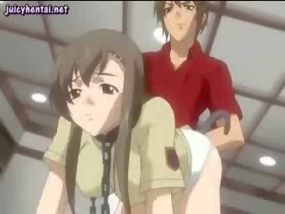 Anime divinity enjoys a anal dildo