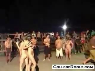 Outdoor college duel orgy party
