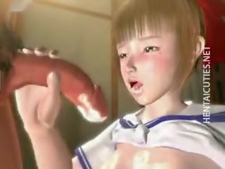 Provocative 3D Anime hooker Swallow Sperm