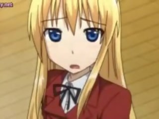 Pusaudze anime blondy aizņem liels dong uz vāvere