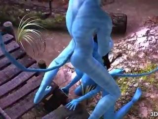 Avatar stunner anal knullet av stor blå medlem