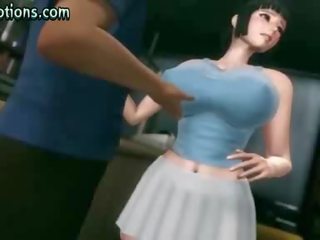 Gros seins animé pute obtient jizzload